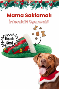 Özel tasarımıyla Peluş Terlik Mama Saklamalı Köpek Zeka Oyuncağı Sesli Köpek Oyuncağı